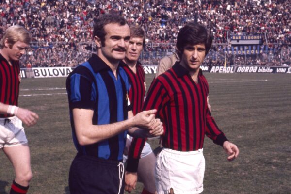 1972 archivio Storico Image Sport / Milan-Inter / Gianni Rivera-Sandro Mazzola / foto Aic/Image Sport
