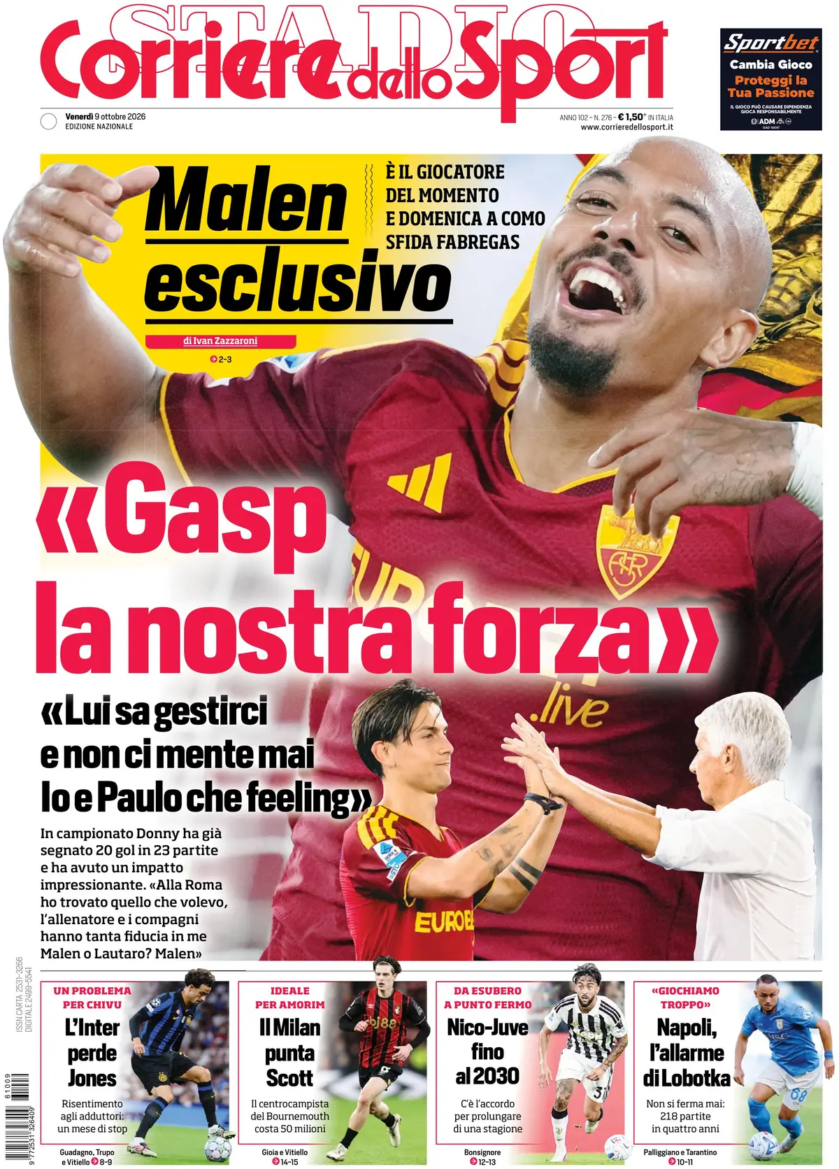 Le prime pagine dei quotidiani sportivi in edicola oggi